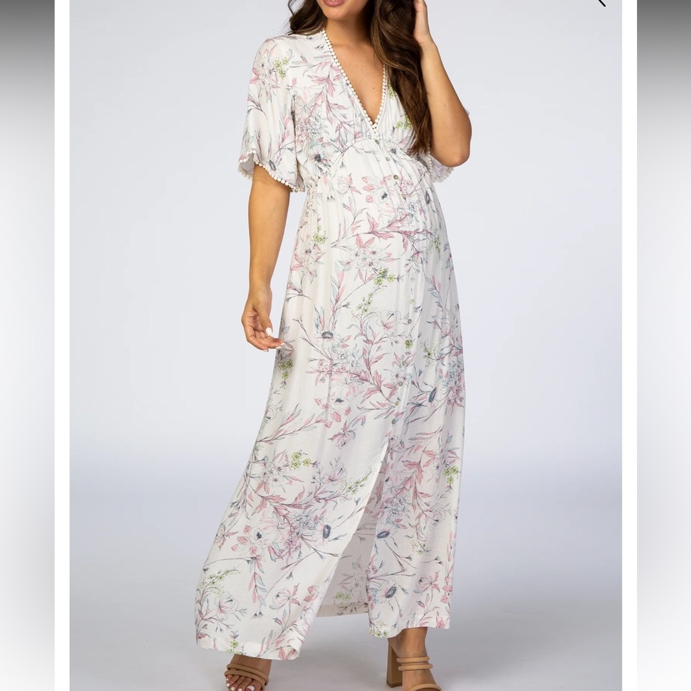 NWOT PinkBlush maternity ivory floral maxi